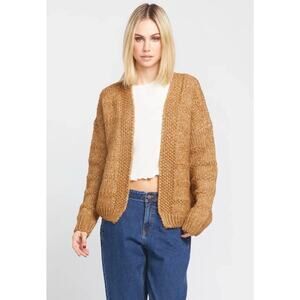 Volcom Deserts Edge Cardigan Sweater in Vintage Brown Size Small 4/6